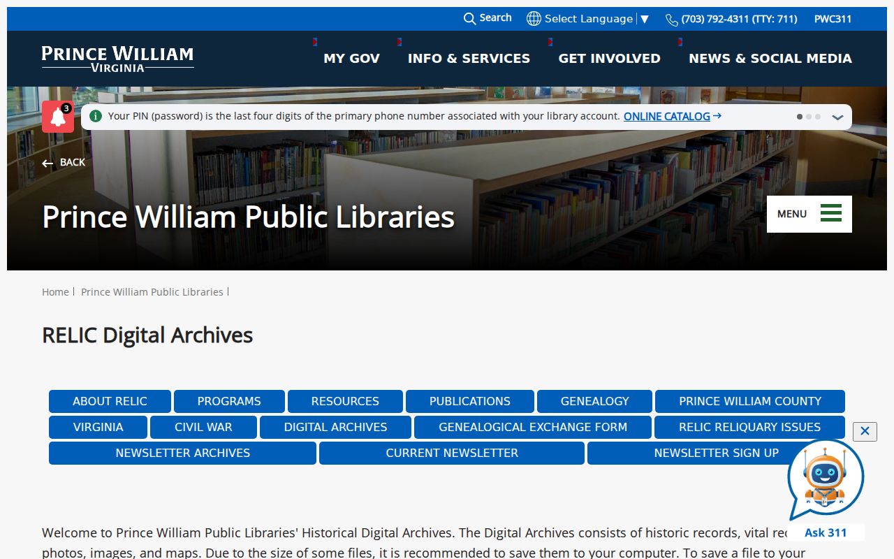 Lake Ridge historical directory research through RELIC Digital Archives