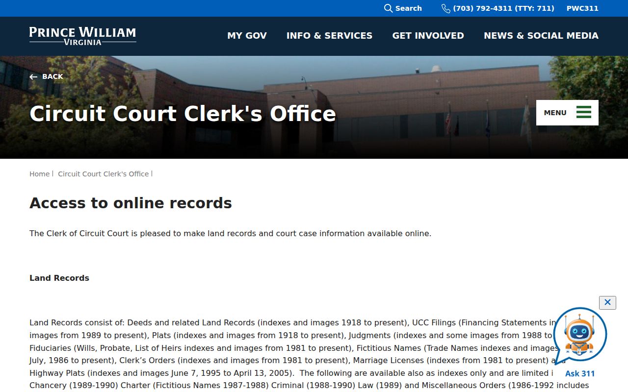 Lake Ridge residents directory source, Prince William County online records