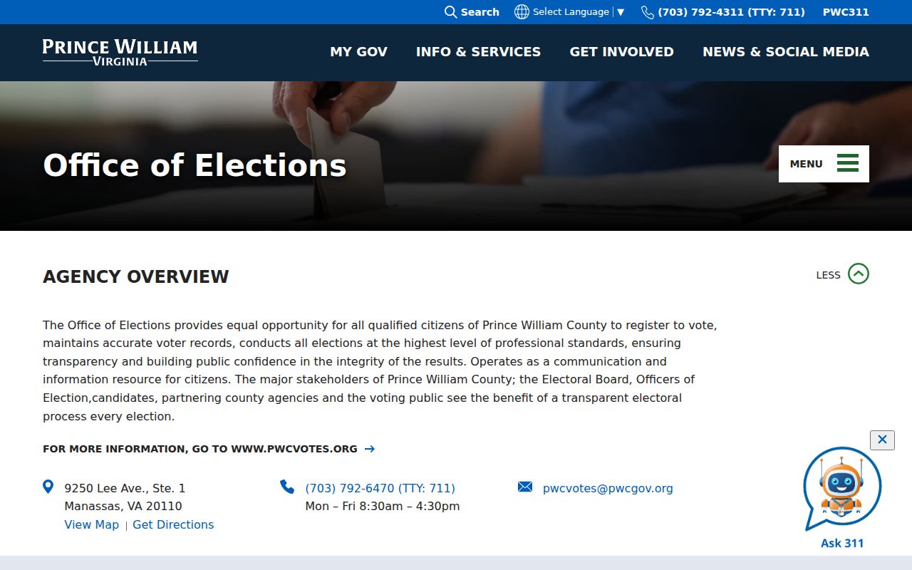 Lake Ridge residents directory source, Prince William elections office