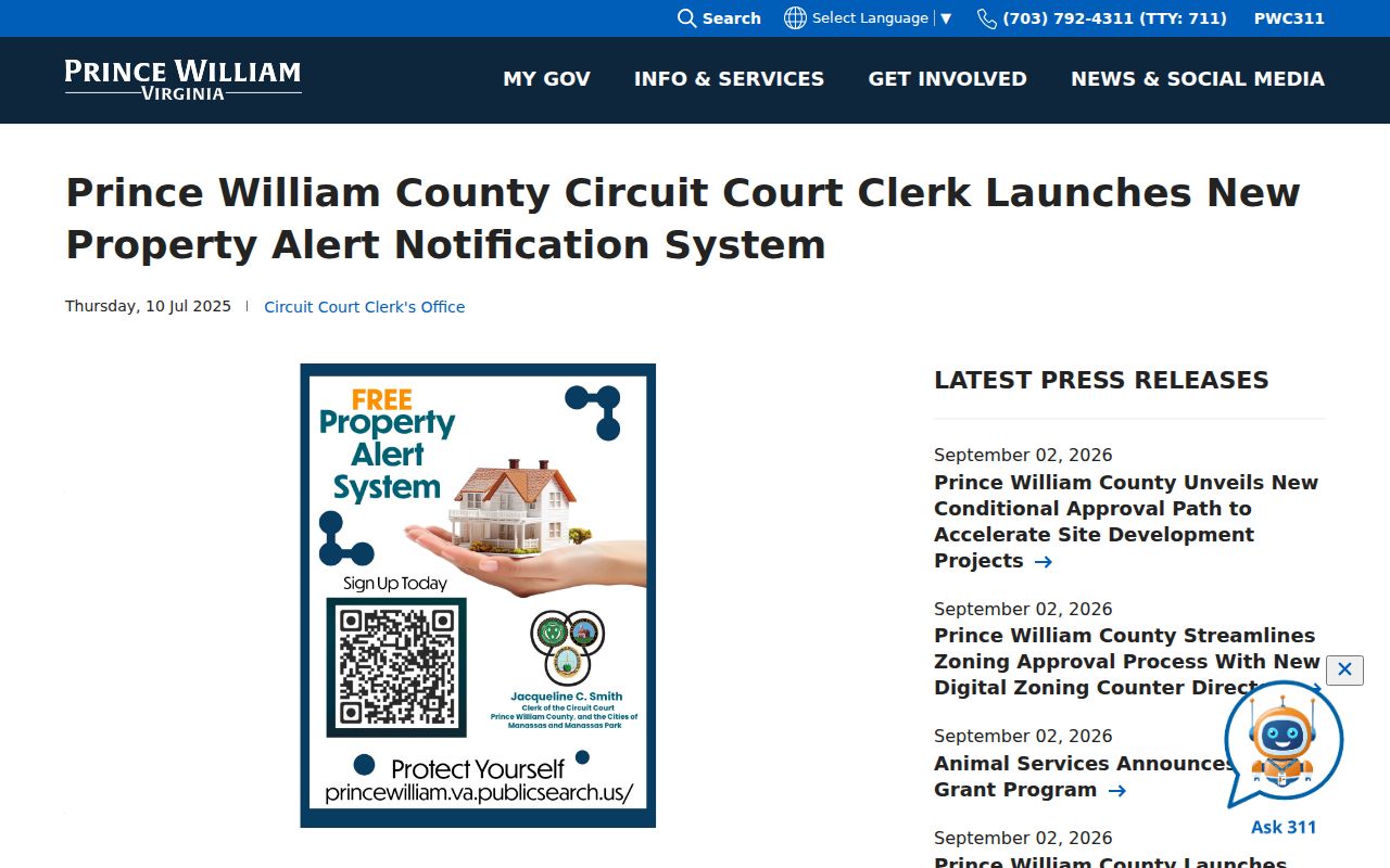 Lake Ridge residents directory source, Circuit Court property alert