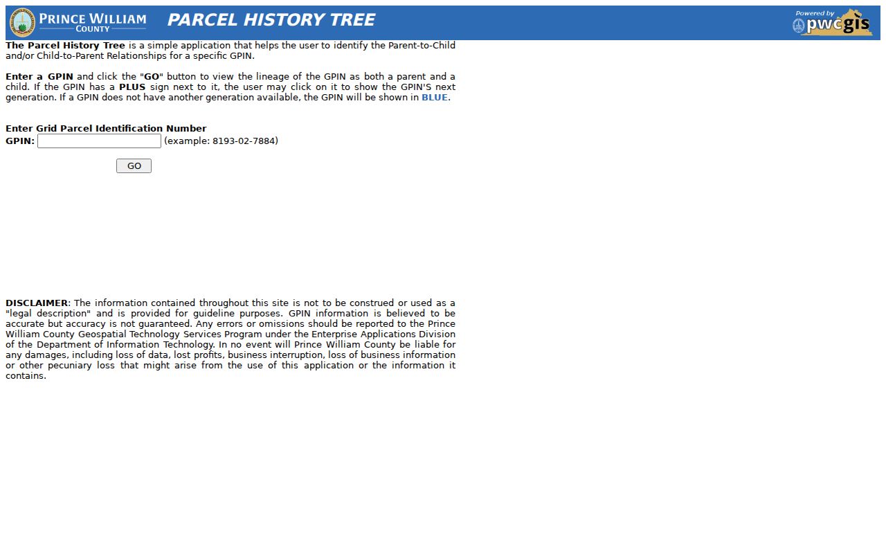 Lake Ridge neighbors Parcel History Tree county GIS viewer