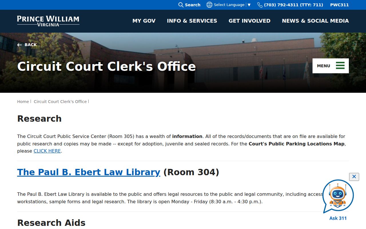 Lake Ridge previous residents source, Circuit Court research services