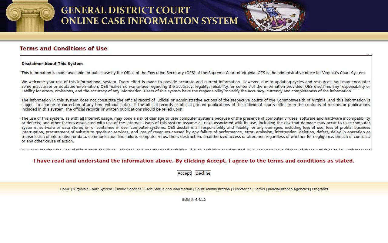 Lake Ridge resident record search through the Virginia General District Court